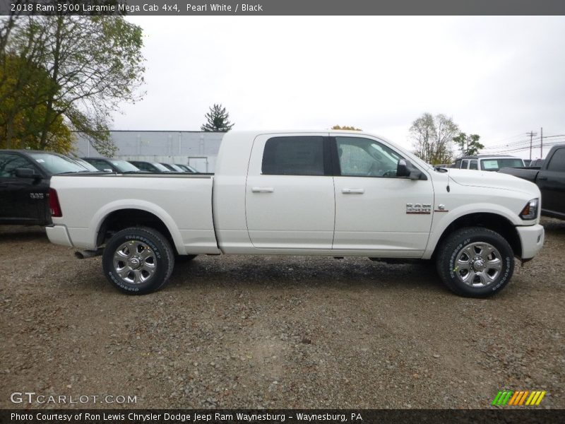 Pearl White / Black 2018 Ram 3500 Laramie Mega Cab 4x4