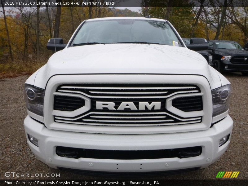 Pearl White / Black 2018 Ram 3500 Laramie Mega Cab 4x4