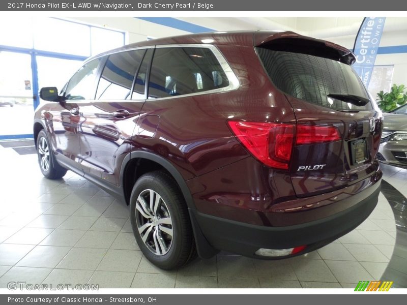 Dark Cherry Pearl / Beige 2017 Honda Pilot EX-L AWD w/Navigation