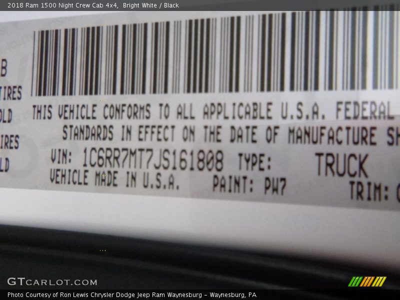Bright White / Black 2018 Ram 1500 Night Crew Cab 4x4