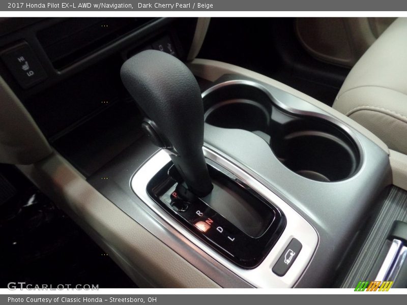 Dark Cherry Pearl / Beige 2017 Honda Pilot EX-L AWD w/Navigation