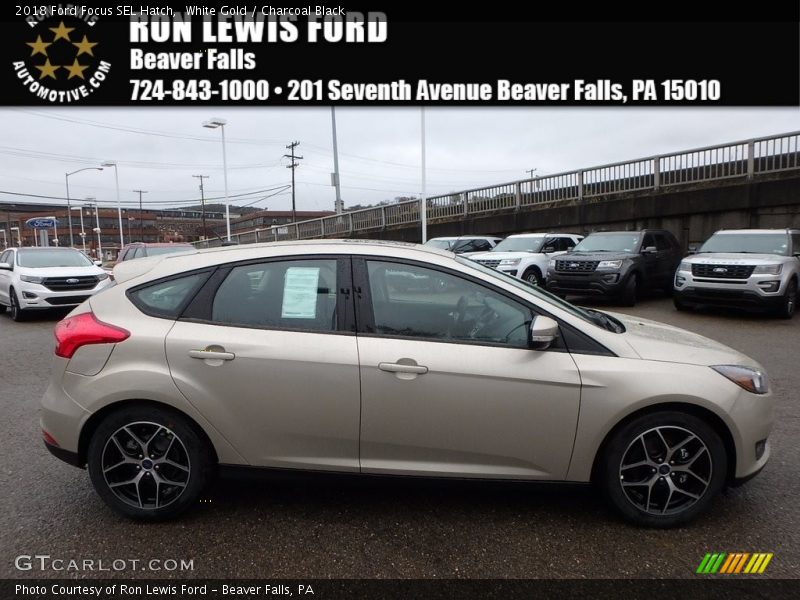 White Gold / Charcoal Black 2018 Ford Focus SEL Hatch