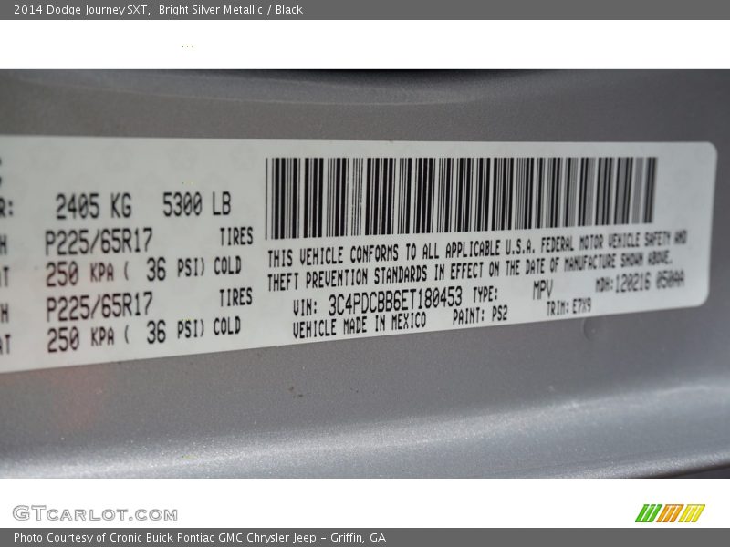 Bright Silver Metallic / Black 2014 Dodge Journey SXT