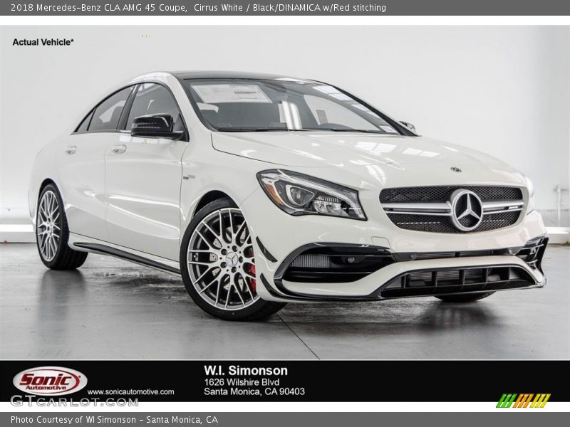 Cirrus White / Black/DINAMICA w/Red stitching 2018 Mercedes-Benz CLA AMG 45 Coupe