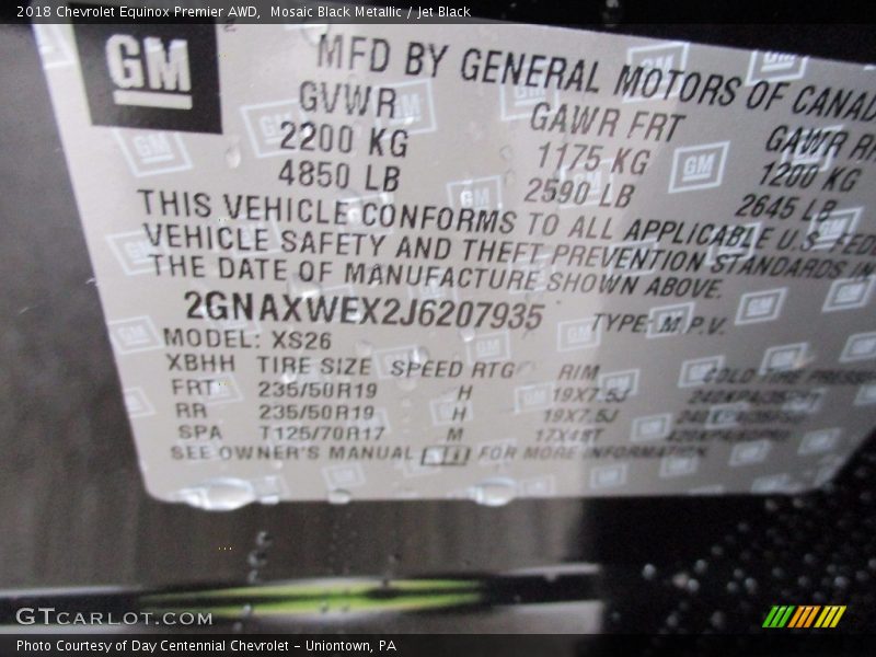Mosaic Black Metallic / Jet Black 2018 Chevrolet Equinox Premier AWD