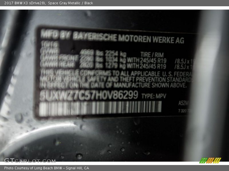 Space Gray Metallic / Black 2017 BMW X3 sDrive28i