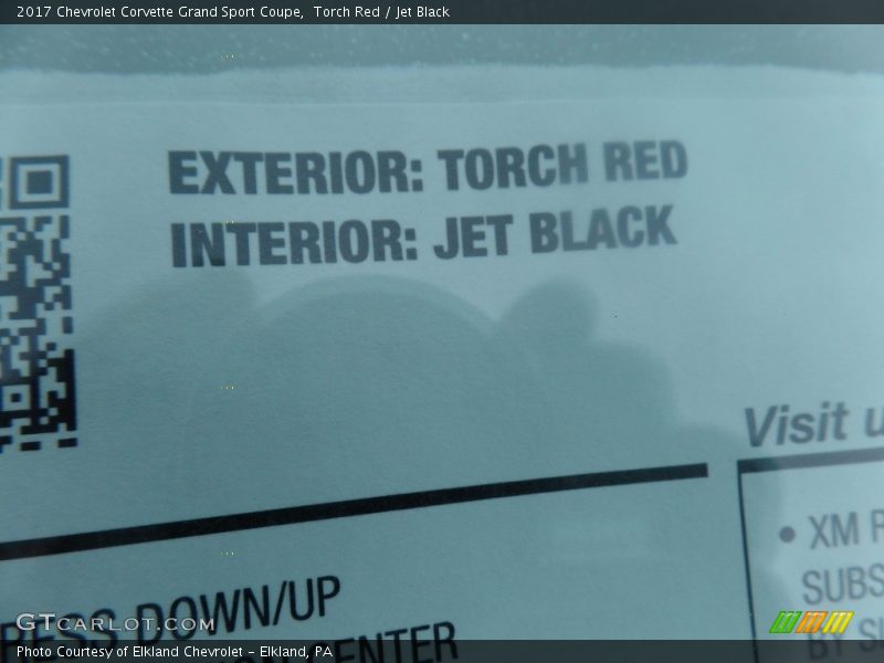  2017 Corvette Grand Sport Coupe Window Sticker