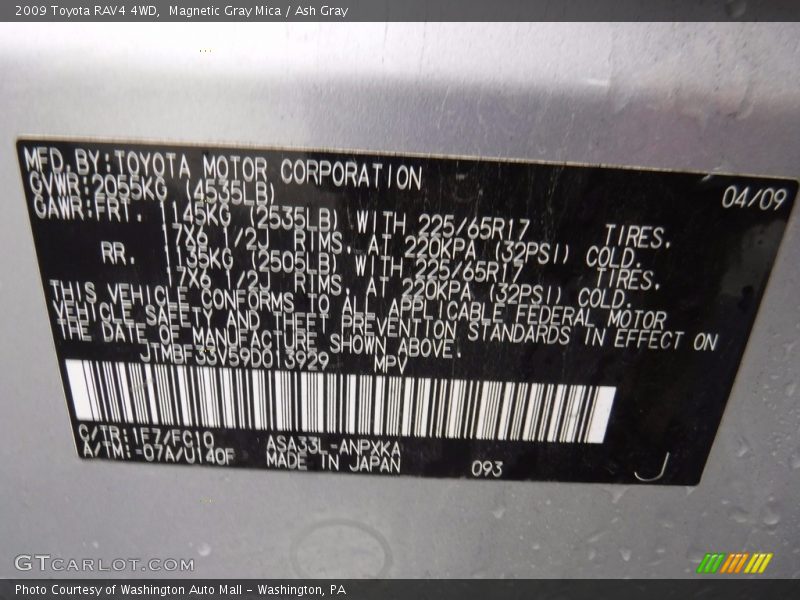 Magnetic Gray Mica / Ash Gray 2009 Toyota RAV4 4WD