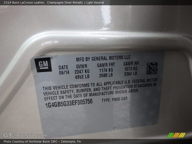 Champagne Silver Metallic / Light Neutral 2014 Buick LaCrosse Leather