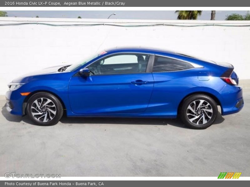 Aegean Blue Metallic / Black/Gray 2016 Honda Civic LX-P Coupe