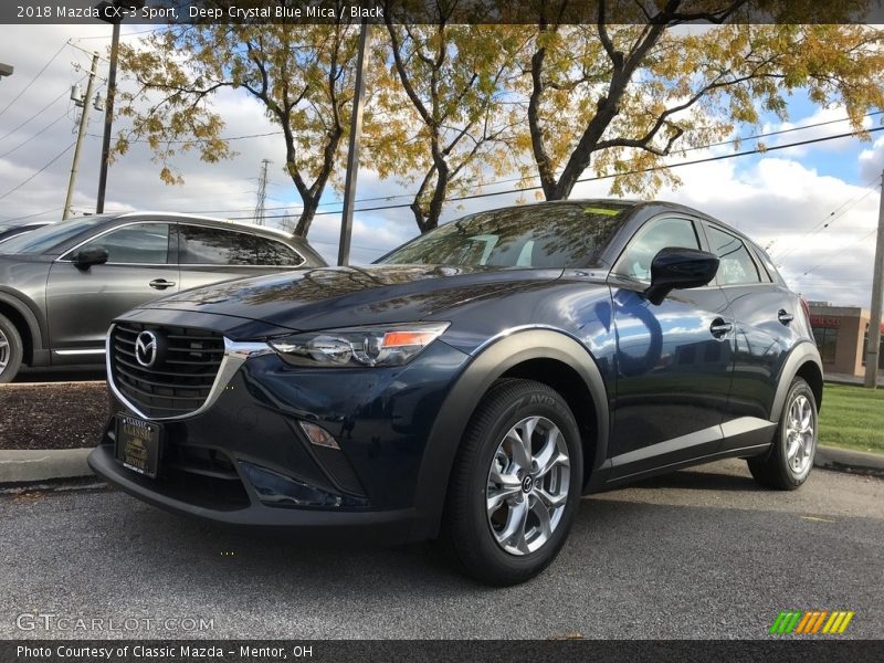 Deep Crystal Blue Mica / Black 2018 Mazda CX-3 Sport