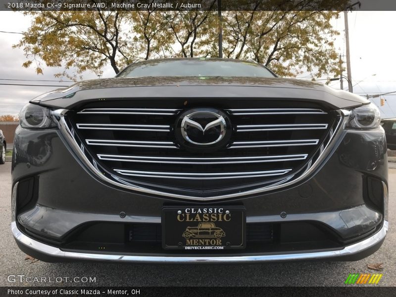 Machine Gray Metallic / Auburn 2018 Mazda CX-9 Signature AWD