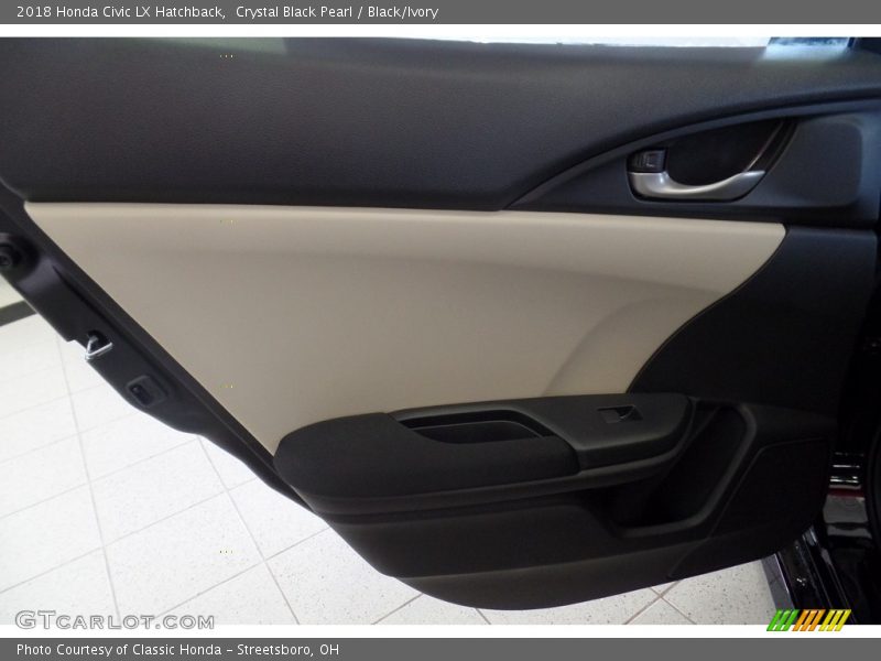 Crystal Black Pearl / Black/Ivory 2018 Honda Civic LX Hatchback