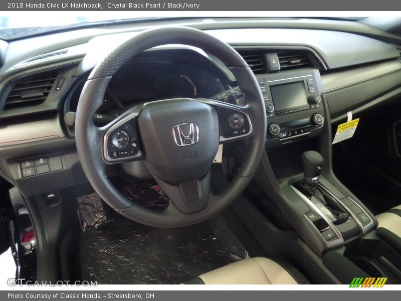 Crystal Black Pearl / Black/Ivory 2018 Honda Civic LX Hatchback