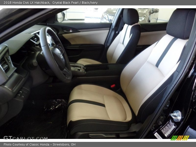 Crystal Black Pearl / Black/Ivory 2018 Honda Civic LX Hatchback