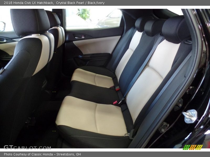 Crystal Black Pearl / Black/Ivory 2018 Honda Civic LX Hatchback