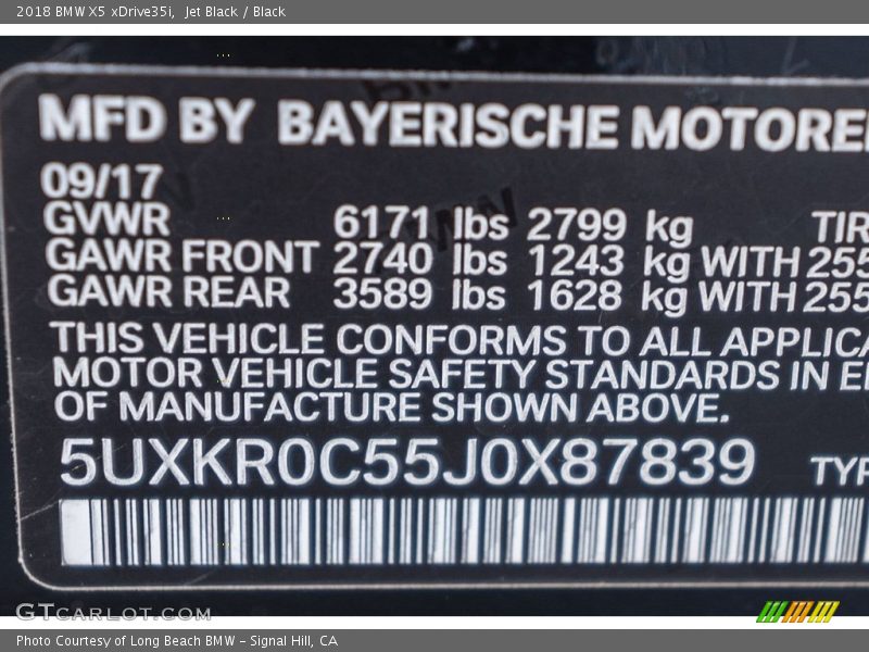 Jet Black / Black 2018 BMW X5 xDrive35i
