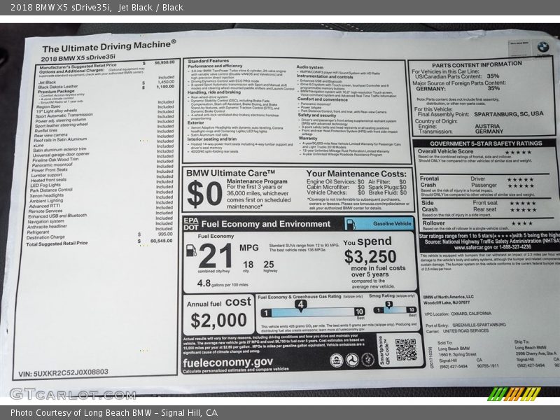 Jet Black / Black 2018 BMW X5 sDrive35i