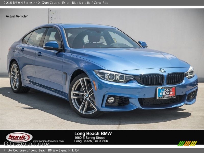 Estoril Blue Metallic / Coral Red 2018 BMW 4 Series 440i Gran Coupe