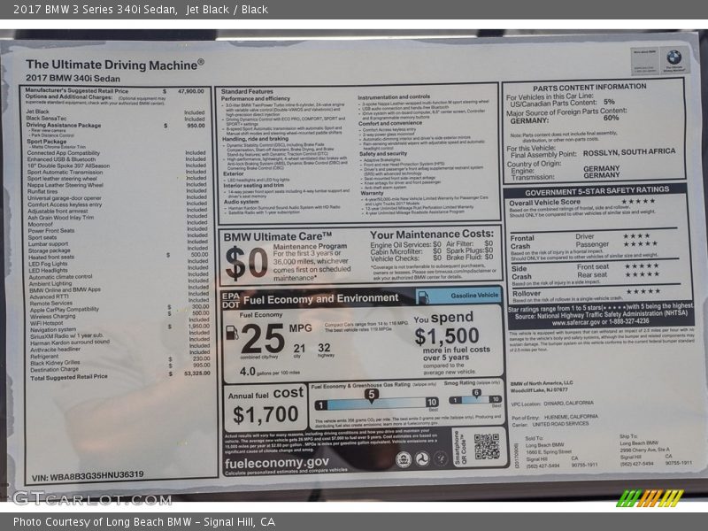 Jet Black / Black 2017 BMW 3 Series 340i Sedan