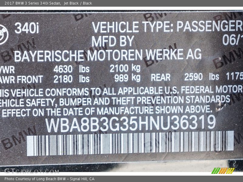Jet Black / Black 2017 BMW 3 Series 340i Sedan