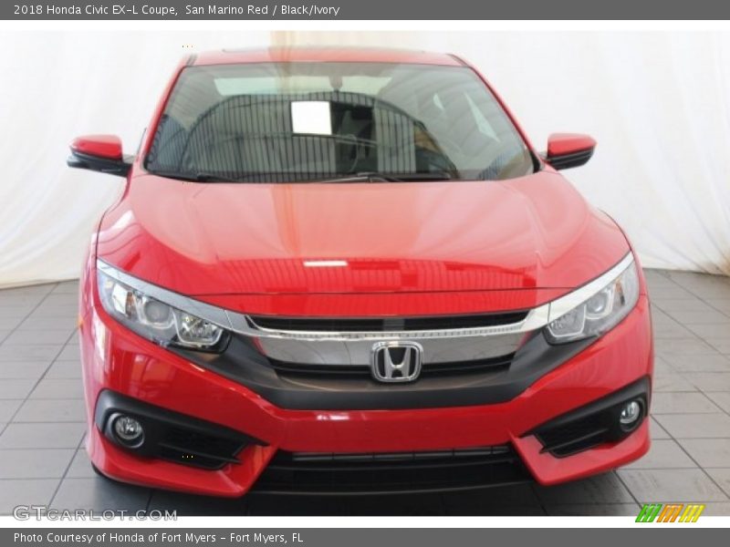 San Marino Red / Black/Ivory 2018 Honda Civic EX-L Coupe