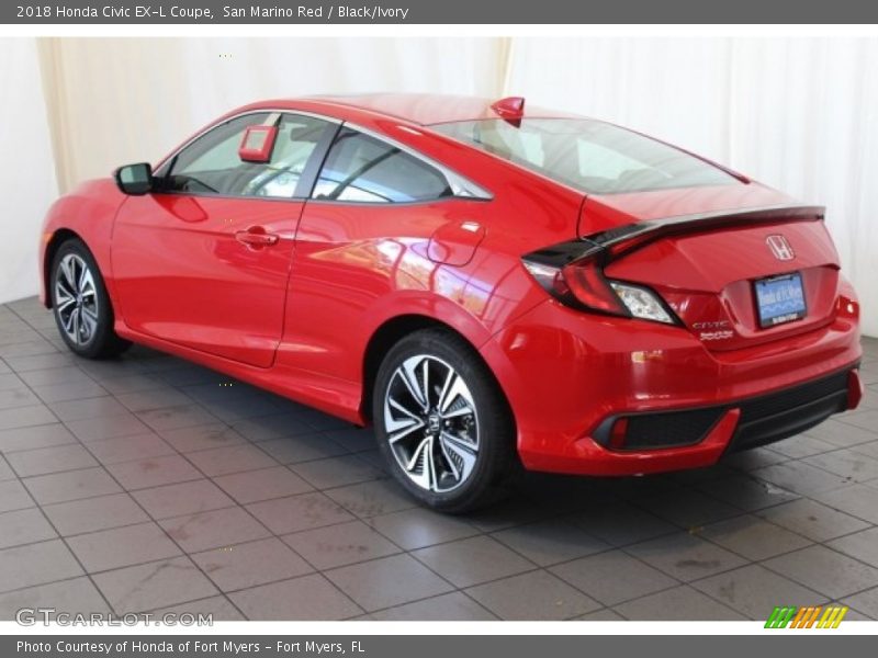 San Marino Red / Black/Ivory 2018 Honda Civic EX-L Coupe
