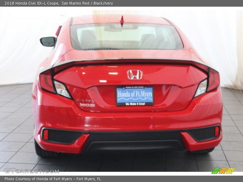 San Marino Red / Black/Ivory 2018 Honda Civic EX-L Coupe