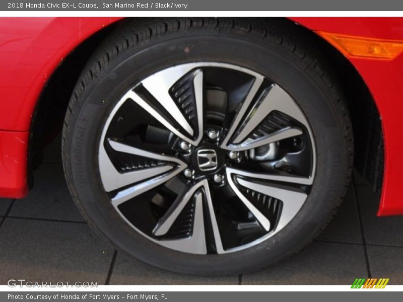 San Marino Red / Black/Ivory 2018 Honda Civic EX-L Coupe