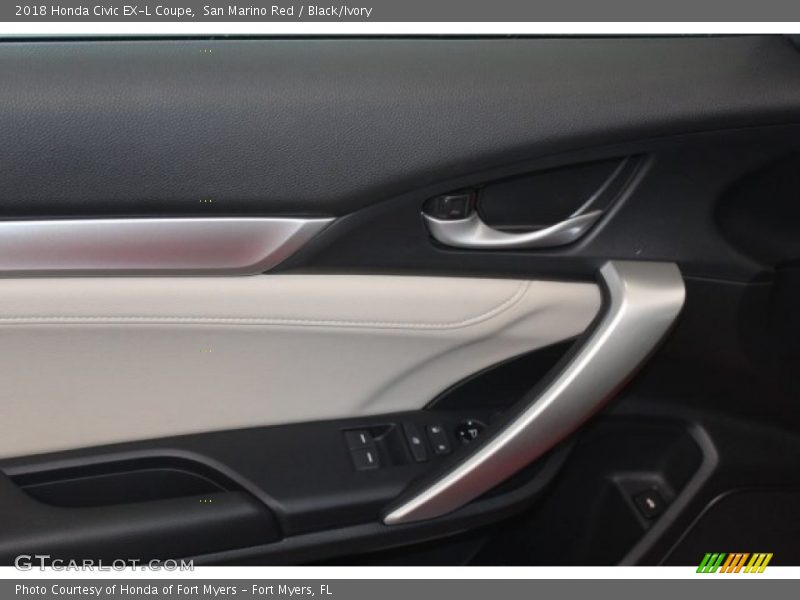 San Marino Red / Black/Ivory 2018 Honda Civic EX-L Coupe