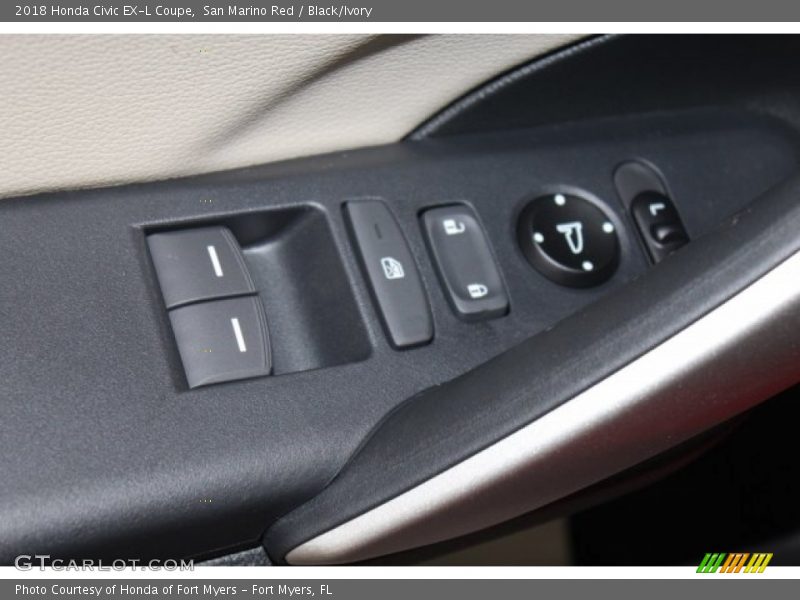 San Marino Red / Black/Ivory 2018 Honda Civic EX-L Coupe