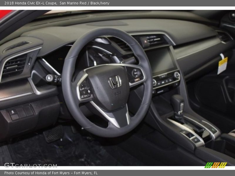 San Marino Red / Black/Ivory 2018 Honda Civic EX-L Coupe