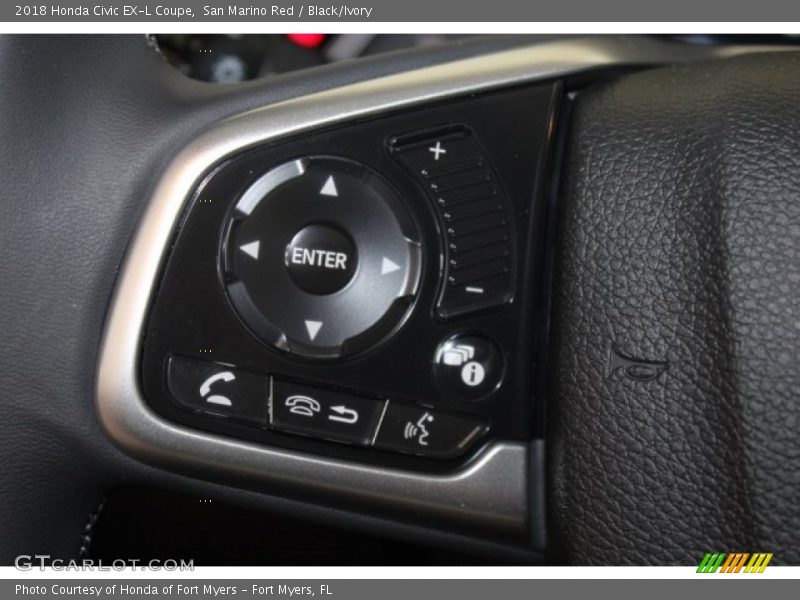 San Marino Red / Black/Ivory 2018 Honda Civic EX-L Coupe