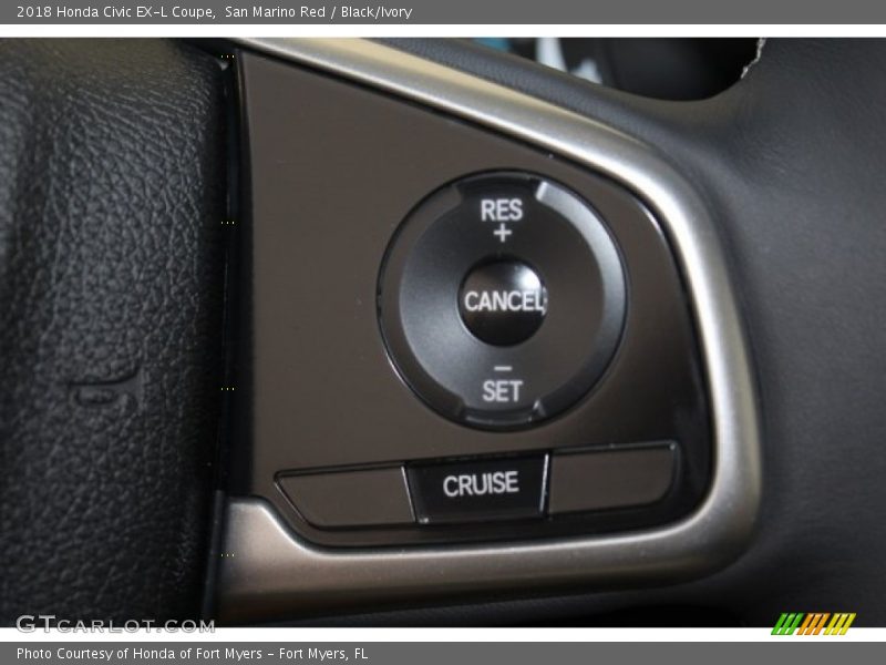 San Marino Red / Black/Ivory 2018 Honda Civic EX-L Coupe