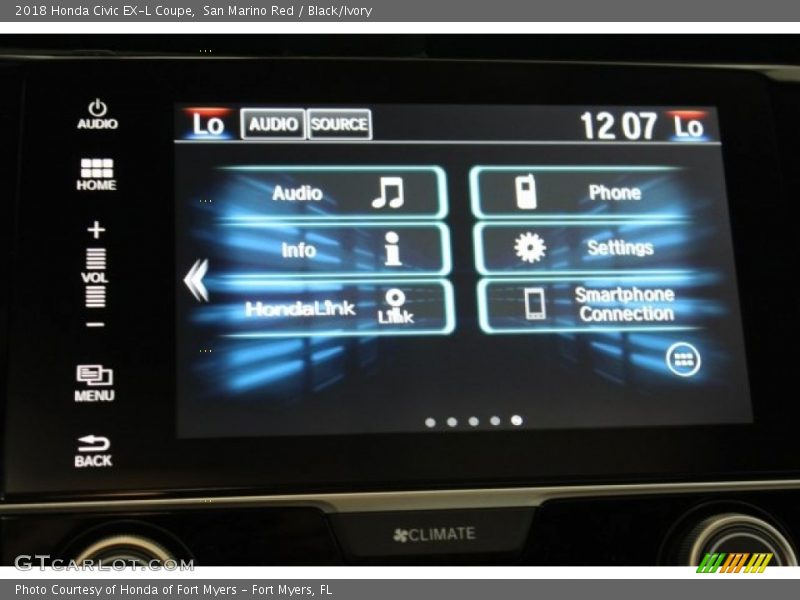 San Marino Red / Black/Ivory 2018 Honda Civic EX-L Coupe