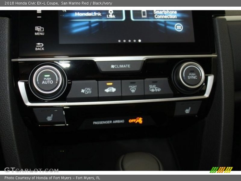 San Marino Red / Black/Ivory 2018 Honda Civic EX-L Coupe