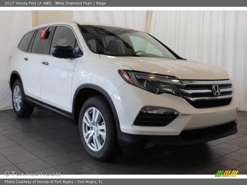 White Diamond Pearl / Beige 2017 Honda Pilot LX AWD