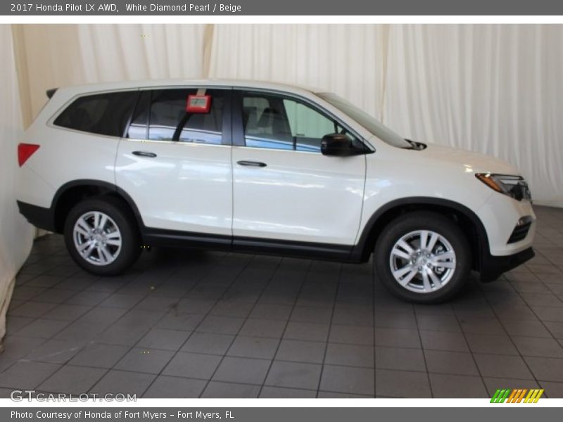 White Diamond Pearl / Beige 2017 Honda Pilot LX AWD