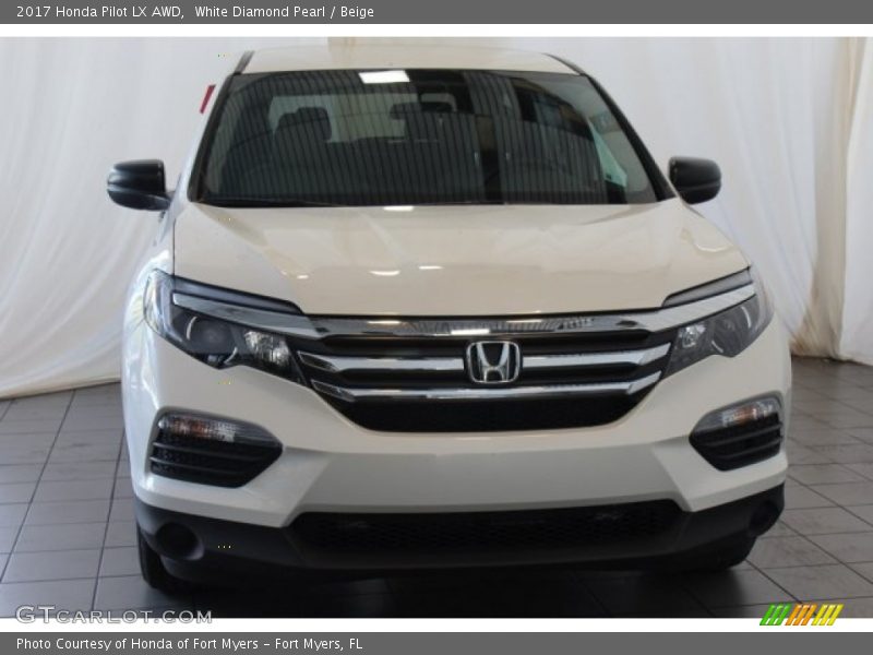 White Diamond Pearl / Beige 2017 Honda Pilot LX AWD