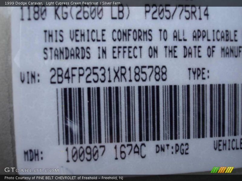 Light Cypress Green Pearlcoat / Silver Fern 1999 Dodge Caravan