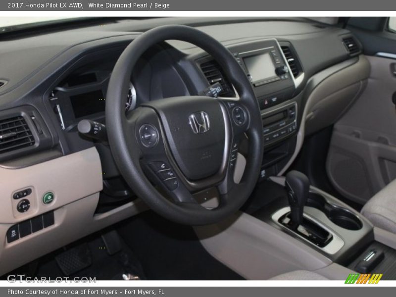 White Diamond Pearl / Beige 2017 Honda Pilot LX AWD