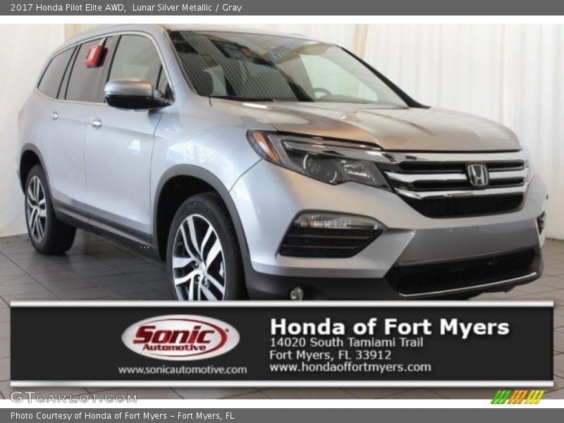 Lunar Silver Metallic / Gray 2017 Honda Pilot Elite AWD