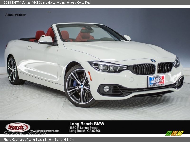 Alpine White / Coral Red 2018 BMW 4 Series 440i Convertible