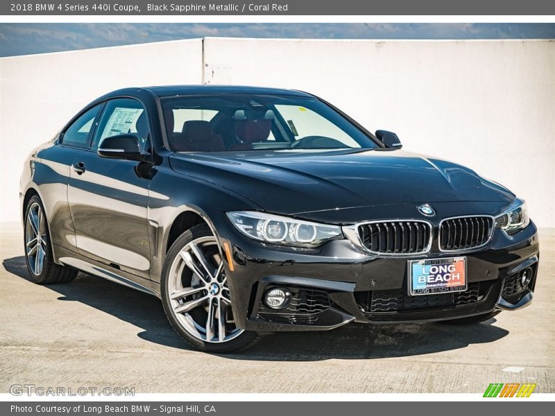 Black Sapphire Metallic / Coral Red 2018 BMW 4 Series 440i Coupe