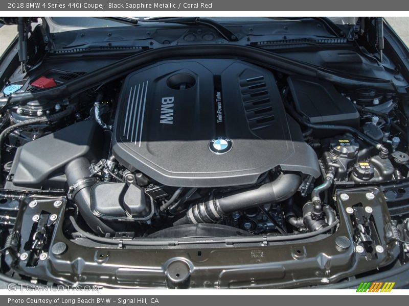 Black Sapphire Metallic / Coral Red 2018 BMW 4 Series 440i Coupe