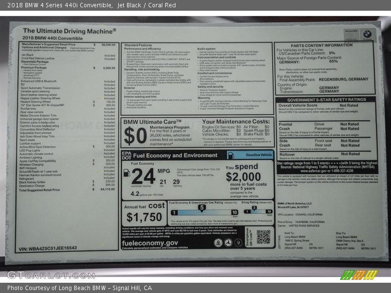 Jet Black / Coral Red 2018 BMW 4 Series 440i Convertible
