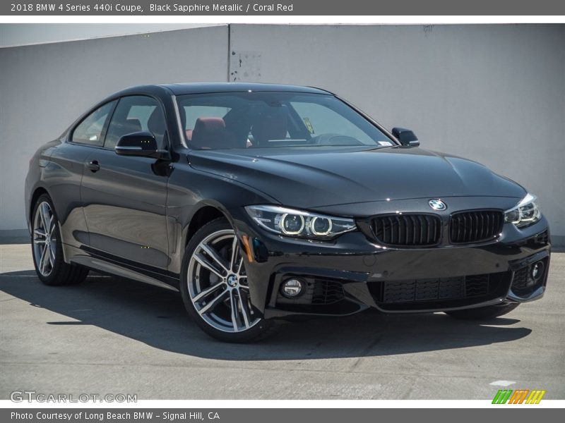 Black Sapphire Metallic / Coral Red 2018 BMW 4 Series 440i Coupe