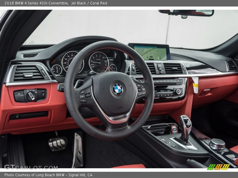 Jet Black / Coral Red 2018 BMW 4 Series 430i Convertible