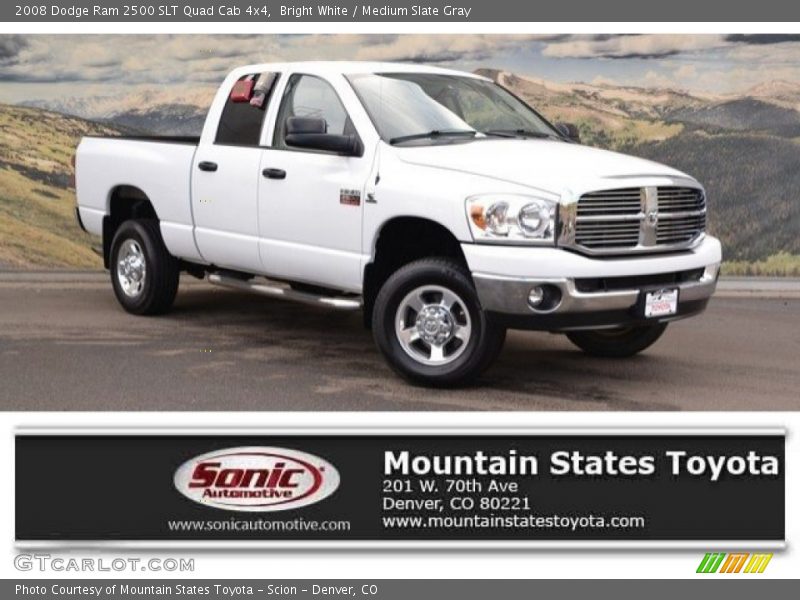 Bright White / Medium Slate Gray 2008 Dodge Ram 2500 SLT Quad Cab 4x4