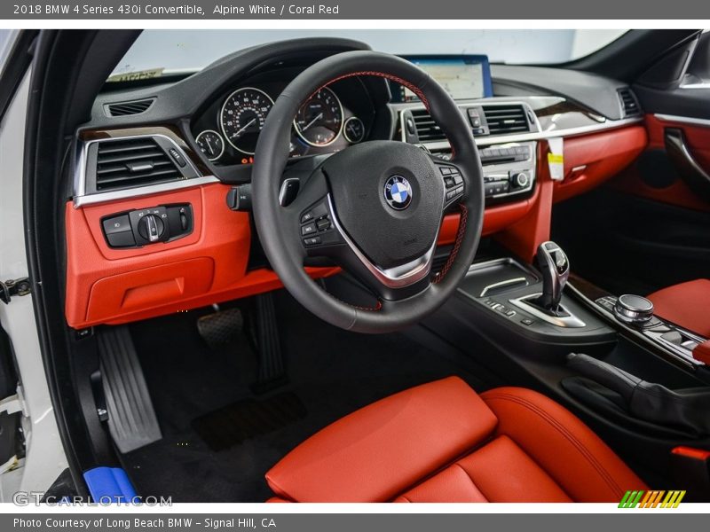 Alpine White / Coral Red 2018 BMW 4 Series 430i Convertible